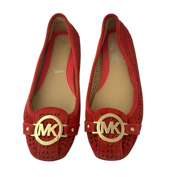 Michael Kors Shoes - Michael Kors Womens Ballet Flats Size 6 Suede Leather Perforated MK Logo